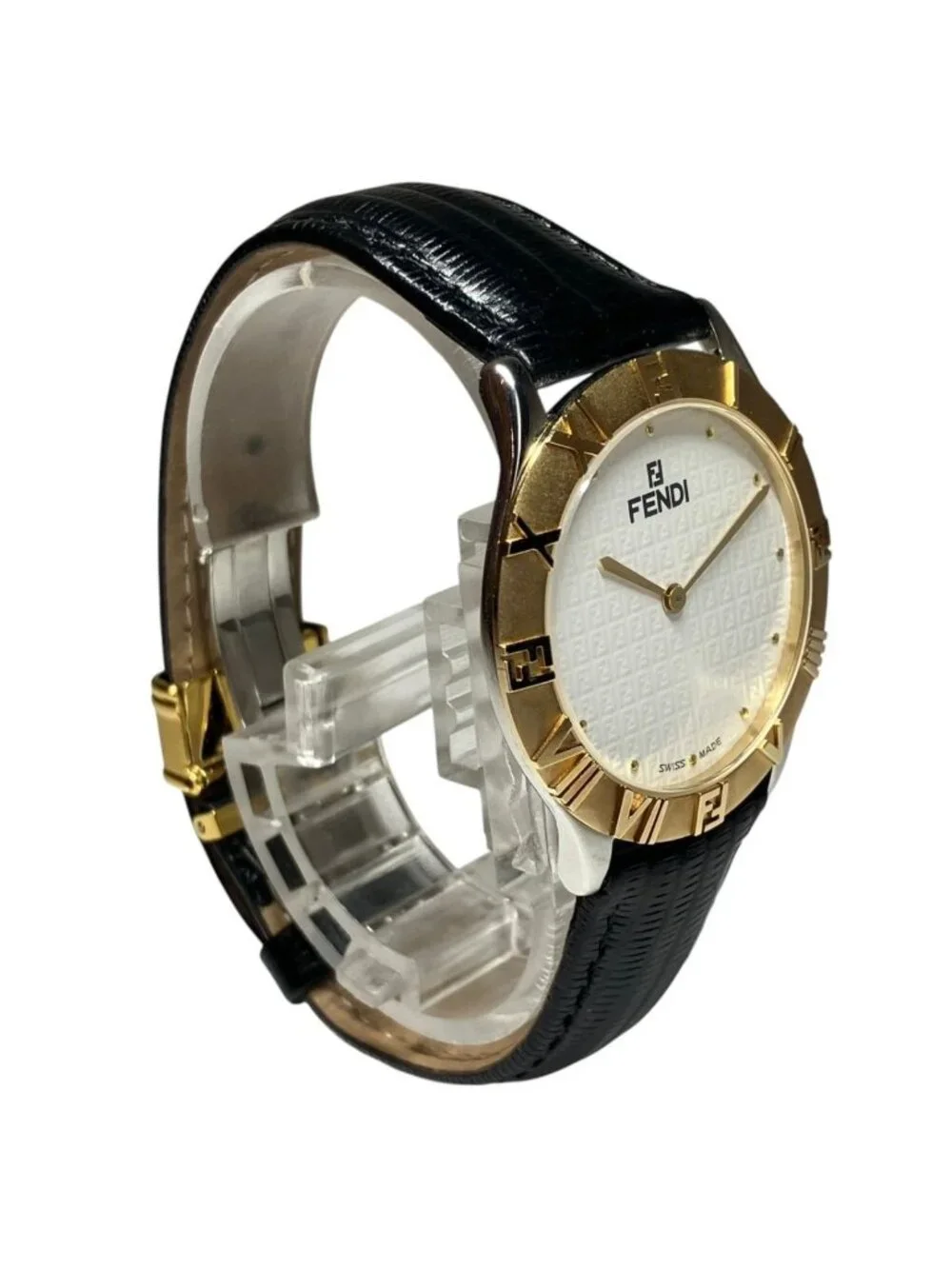 Fendi Watch SS Leather Quartz White Dial